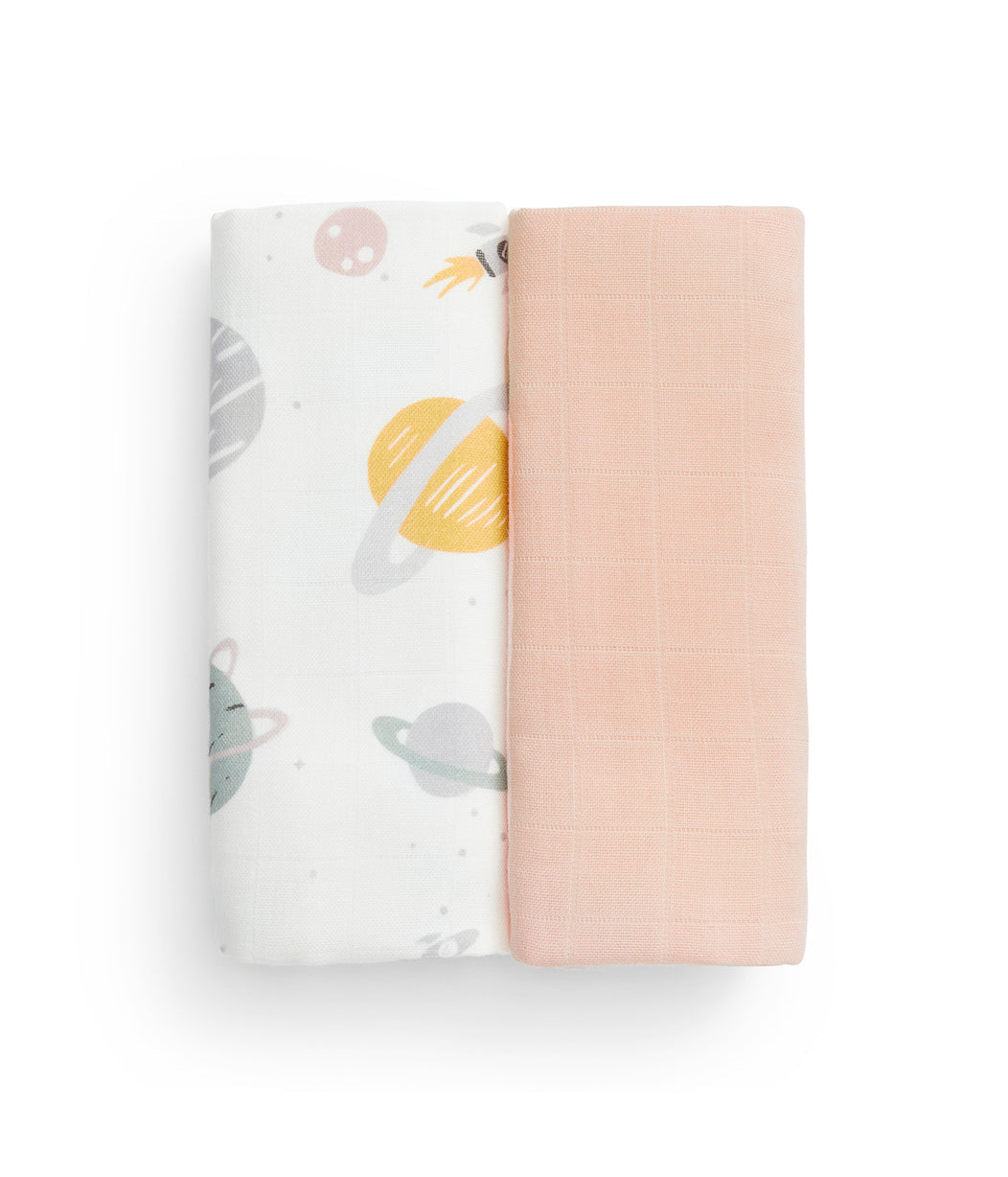 Kit 2 Paninhos de Boca em Musselina - Rosa Blush Foguete