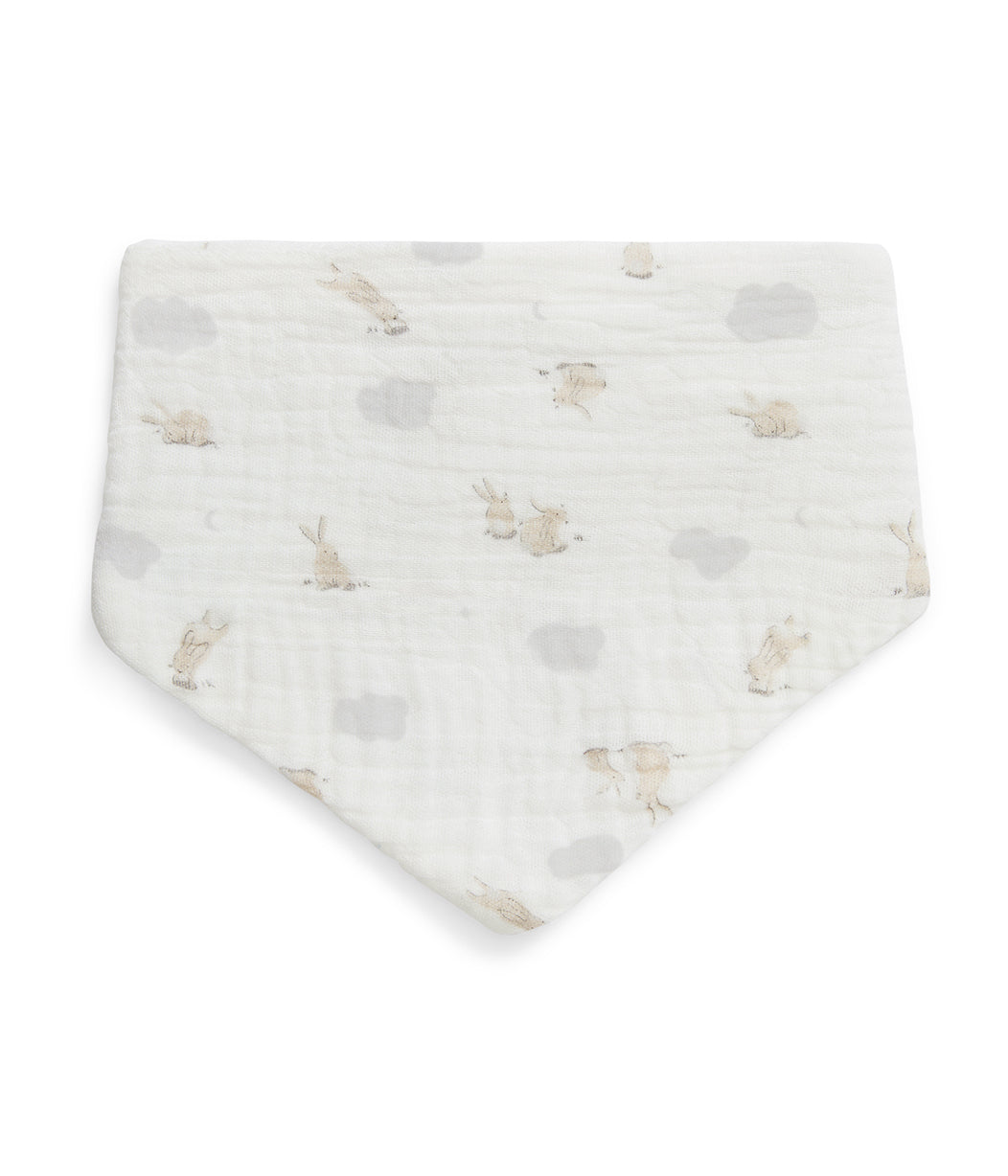 Kit 2 Babadores em Musselina - Branco Mini Coelhinhos nas Nuvens