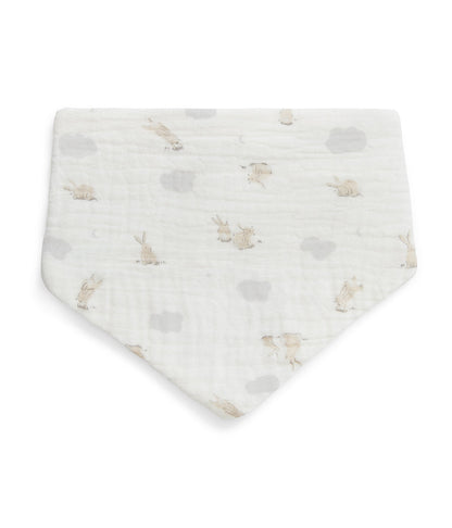 Kit 2 Babadores em Musselina - Branco Mini Coelhinhos nas Nuvens