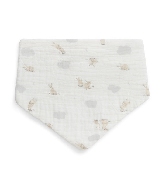Kit 2 Babadores em Musselina - Branco Mini Coelhinhos nas Nuvens