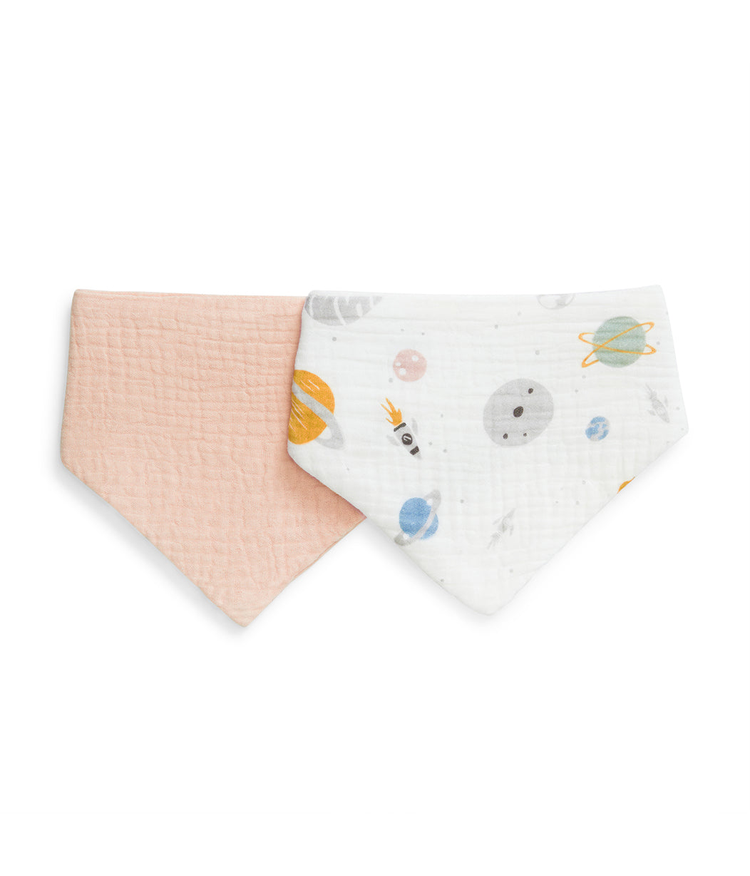 Kit 2 Babadores em Musselina - Rosa Blush Foguete