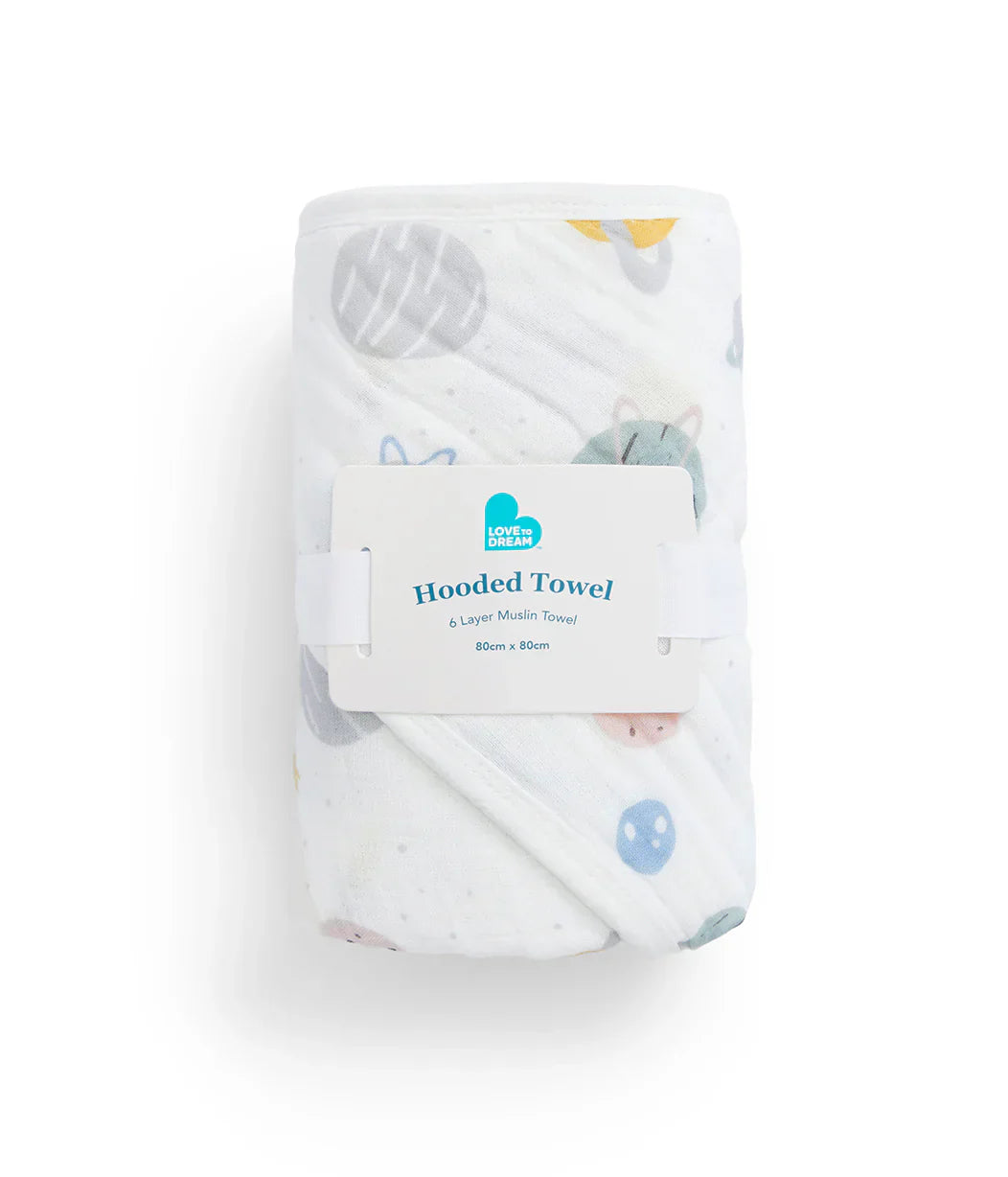 Kit Banho Bebê - Toalha com Capuz e Paninhos - Rosa e Branco Foguete