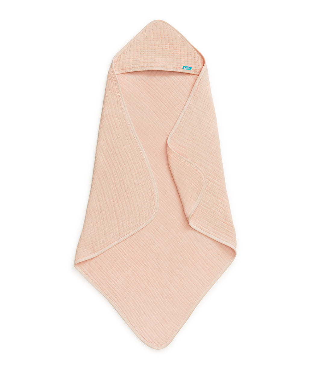 Toalha com Capuz em Musselina - Rosa Blush