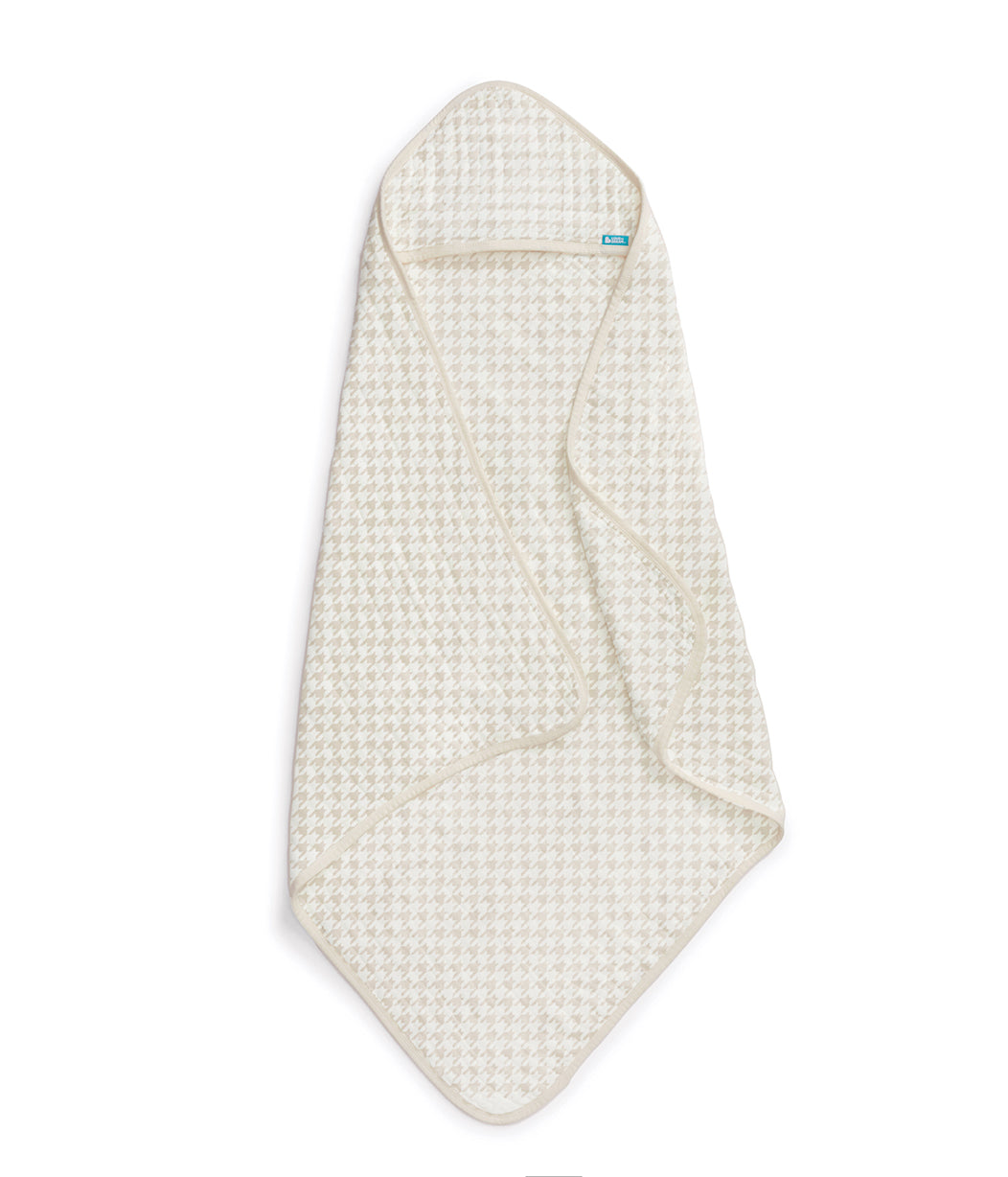 Toalha com Capuz em Musselina - Bege Pied-de-Poule