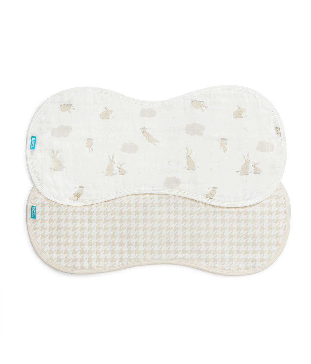 Kit 2 Paninhos de Boca em Musselina - Branco Coelhinhos nas Nuvens