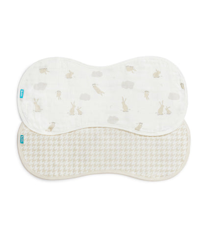 Kit 2 Paninhos de Boca em Musselina - Branco Coelhinhos nas Nuvens