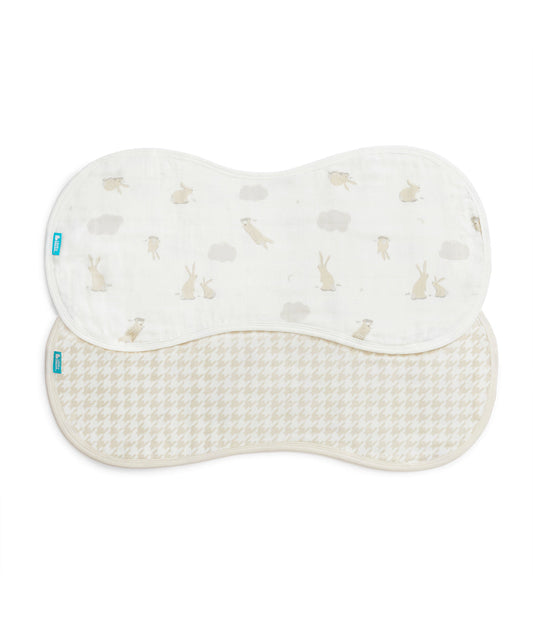 Kit 2 Paninhos de Boca em Musselina - Branco Coelhinhos nas Nuvens