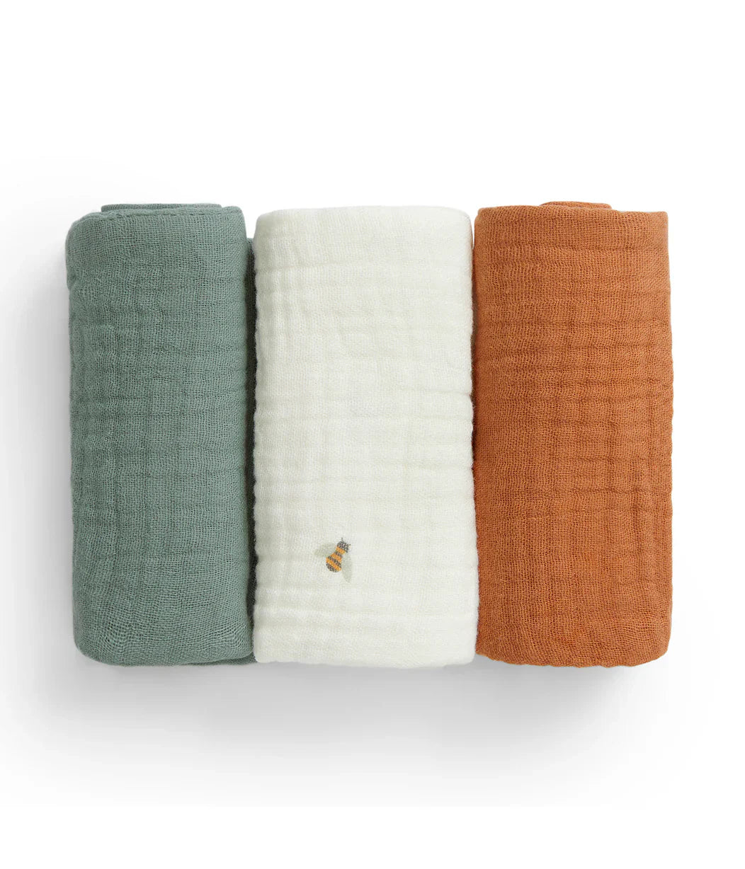 Kit Banho Bebê - Toalha com Capuz e Paninhos - Verde Sálvia e Creme