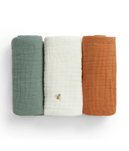 Kit Banho Bebê - Toalha com Capuz e Paninhos - Verde Sálvia e Creme