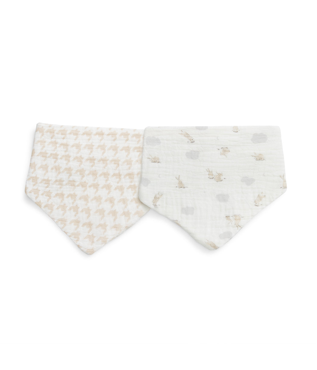 Kit 2 Babadores em Musselina - Branco Mini Coelhinhos nas Nuvens