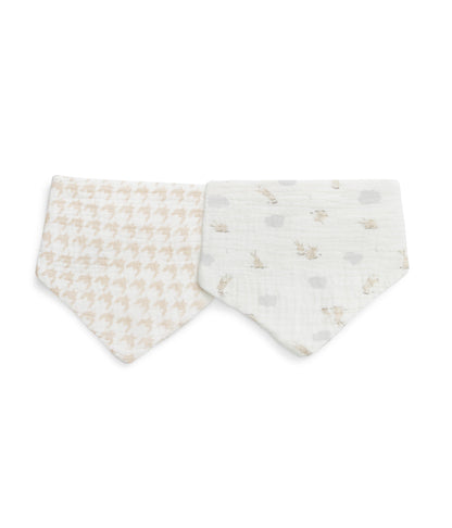 Kit 2 Babadores em Musselina - Branco Mini Coelhinhos nas Nuvens
