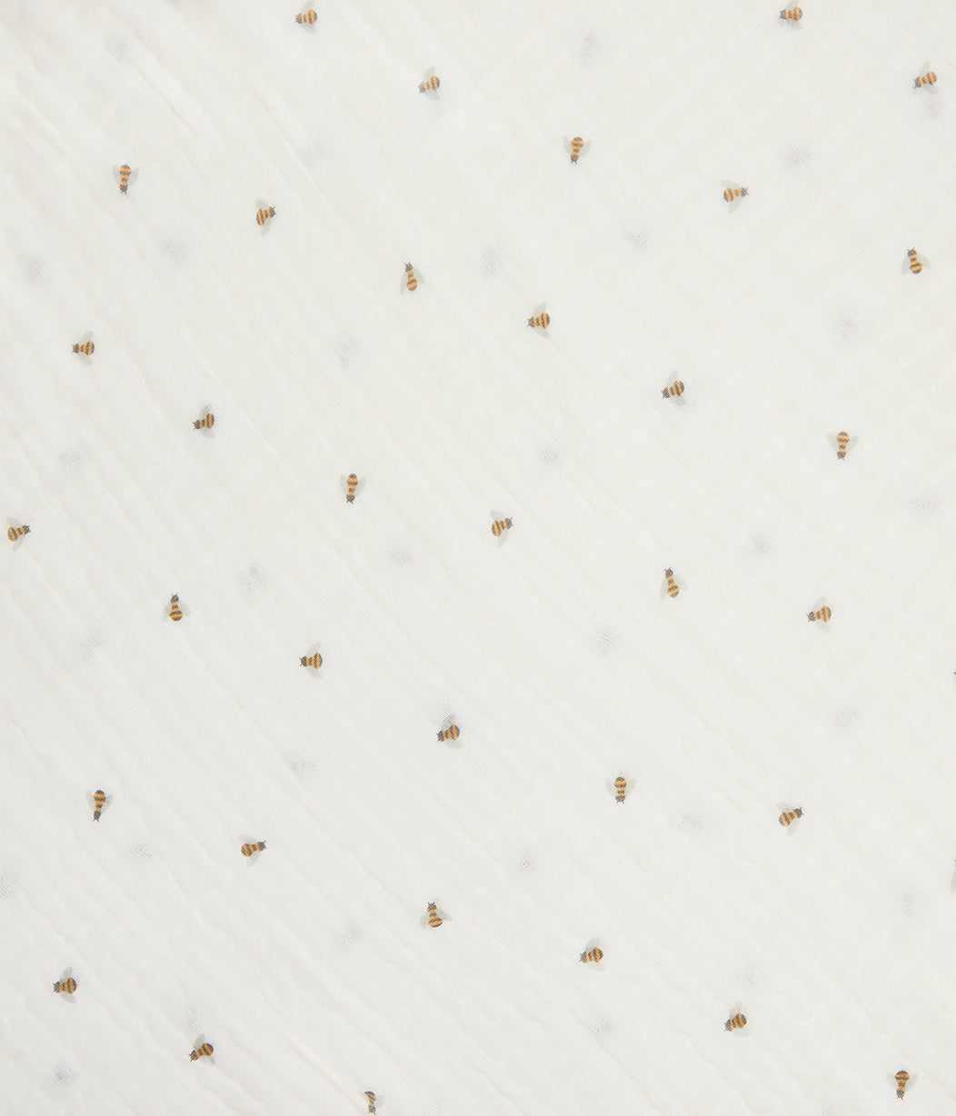 Toalha com Capuz em Musselina - Creme Abelhinhas