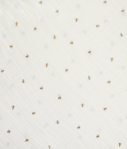 Toalha com Capuz em Musselina - Creme Abelhinhas