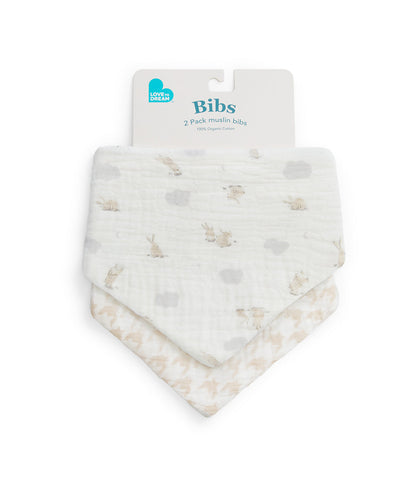 Kit 2 Babadores em Musselina - Branco Mini Coelhinhos nas Nuvens
