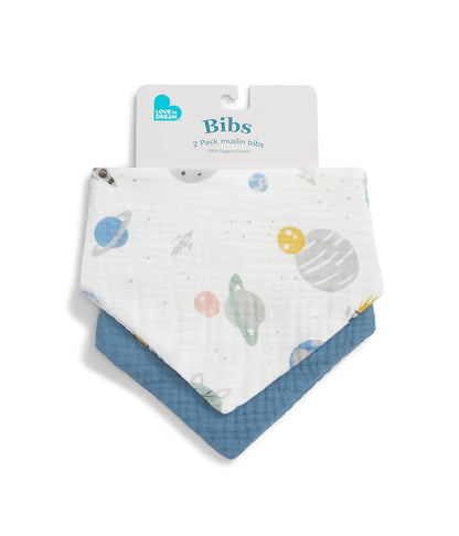 Kit 2 Babadores em Musselina - Azul Tempestade Foguete