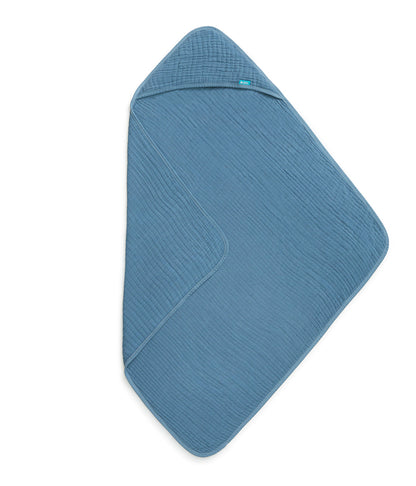 Toalha com Capuz em Musselina - Azul Tempestade